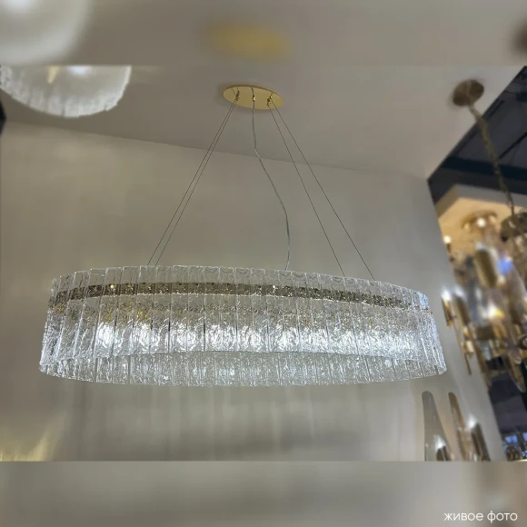 OVIEDO SP12 L1200 3440/312L Crystal Lux Золотая люстра с прозрачными стеклянными плафонами, E14, до 40 Вт, 1200 × 300 × 250 мм, IP20, 220 В