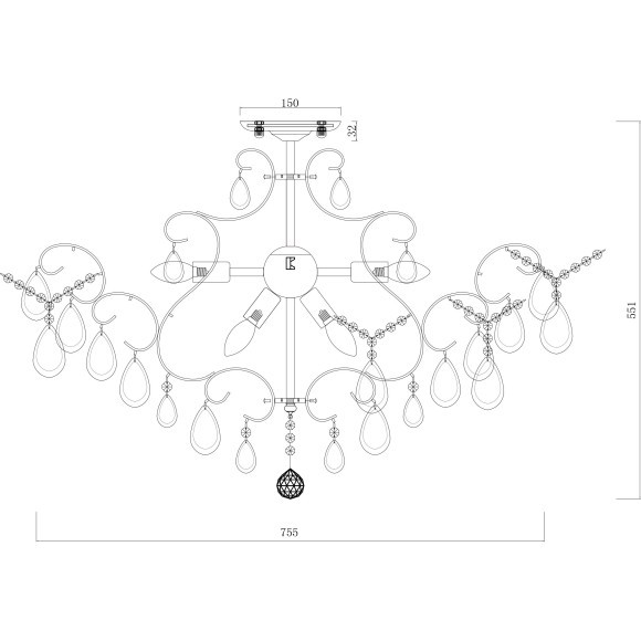 Потолочная люстра с хрусталем Chabrol FR2302-CL-09-WG