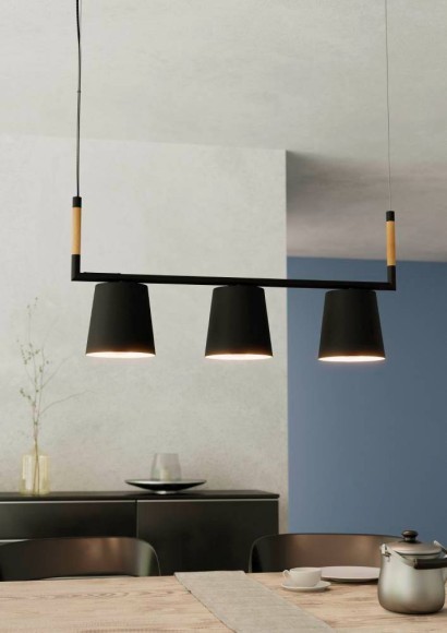 43612 EGLO LACEY Потолочная люстра с 3 лампами E27, 120Вт, металл/дерево, бежевый/коричневый, L780 H1110 B160