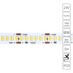 A2424010-02-4K Светодиодная лента 24В 19,2Вт/м 1800Лм/м 4000К CRI 90+ 10мм SMD2835 240шт/м 5м IP20 A2424010-02-4K Светодиодная лента 24В 19,2Вт/м 1800Лм/м 4000К CRI 90+ 10мм SMD2835 240шт/м 5м IP20