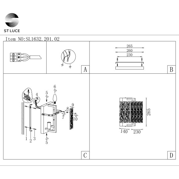 SL1632.201.02 Бра ST-Luce Шампань/Прозрачный E14 2*60W MIRA