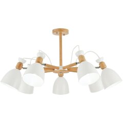 SLE103802-07 Светильник потолочный Светлое дерево, Белый/Белый E27 7*60W BALCAMO SLE103802-07 Светильник потолочный Светлое дерево, Белый/Белый E27 7*60W BALCAMO