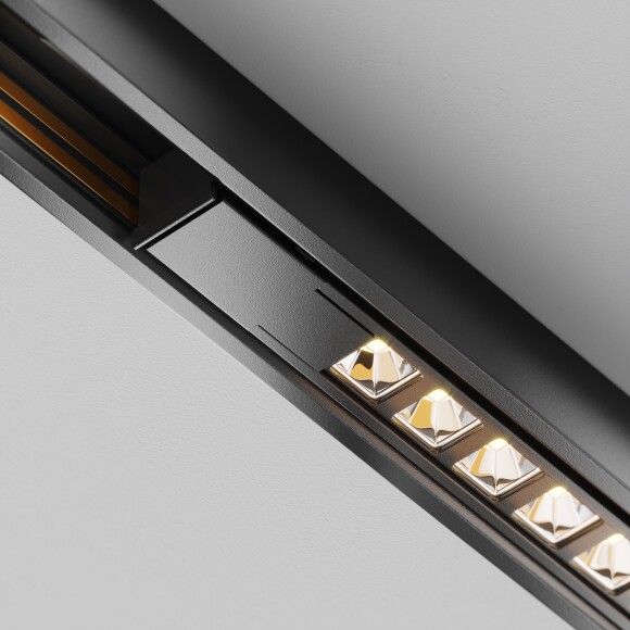 Maytoni EXILITY X TR241-2-6W3K-B Трековый линейный светодиодный черный магнитный светильник длиной 33см, с DIP переключателем группы включения на корпусе, LED 6Вт 3000K 540Лм CRI90 40° IP20 48В