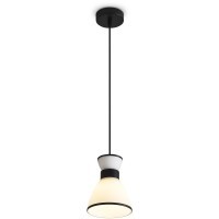 Freya Topi FR5503PL-01B1 Минималистичный подвесной светильник в стиле лофт, лампа 1xE27 до 40 Вт (нет в комплекте), 220В, основание черный металл, плафон молочное стекло, диаметр 135 мм, макс. высота 975 мм