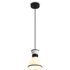 Freya Topi FR5503PL-01B1 Минималистичный подвесной светильник в стиле лофт, лампа 1xE27 до 40 Вт (нет в комплекте), 220В, основание черный металл, плафон молочное стекло, диаметр 135 мм, макс. высота 975 мм