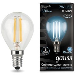 105801207 Лампа Gauss LED Filament Шар E14 7W 580lm 4100K 1/10/50 105801207 Лампа Gauss LED Filament Шар E14 7W 580lm 4100K 1/10/50
