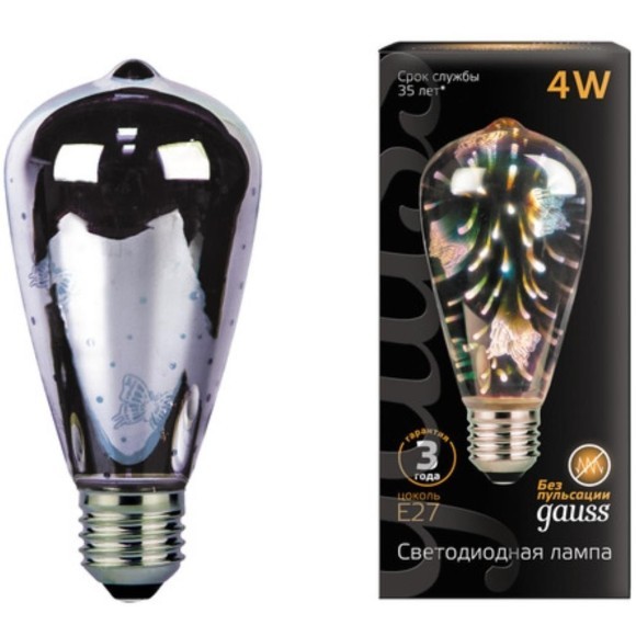 147802404 Лампа Gauss Filament ST64 4W Е27 Butterfly-3D LED 1/10/40