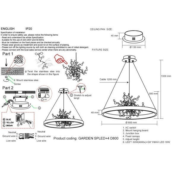 Люстра Crystal Lux GARDEN SPLED+4 D800 CHROME