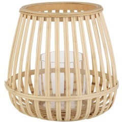422084 Подсвечник BUNAWAN, B200, Ø220, дерево, стекло, натуральный