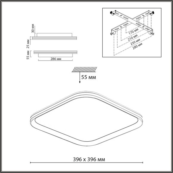Светильник LED 72Вт 3000-6000К IP20 пульт ДУ Sonex BETA 7750/72L