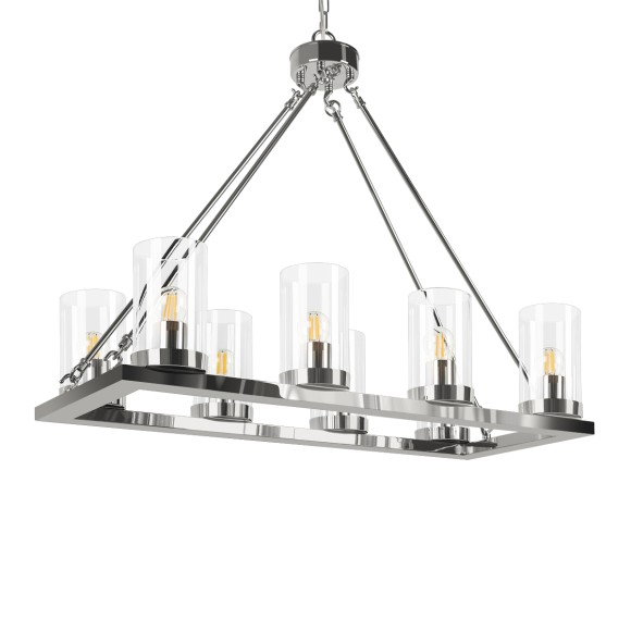 10437/760R LOFT IT CANDLELIGHT Подвесной светильник, никелевый металл, прозрачные стеклянные плафоны, 8 x E27