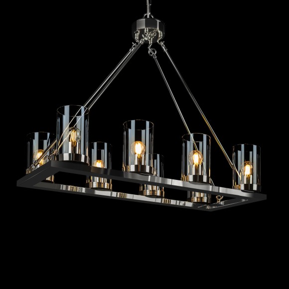 10437/760R LOFT IT CANDLELIGHT Подвесной светильник, никелевый металл, прозрачные стеклянные плафоны, 8 x E27