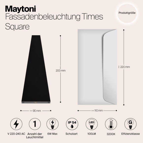 Уличный настенный светильник Maytoni O580WL-L6B Times Square IP54 светодиодный LED 6W Уличный настенный светильник Maytoni O580WL-L6B Times Square IP54 светодиодный LED 6W