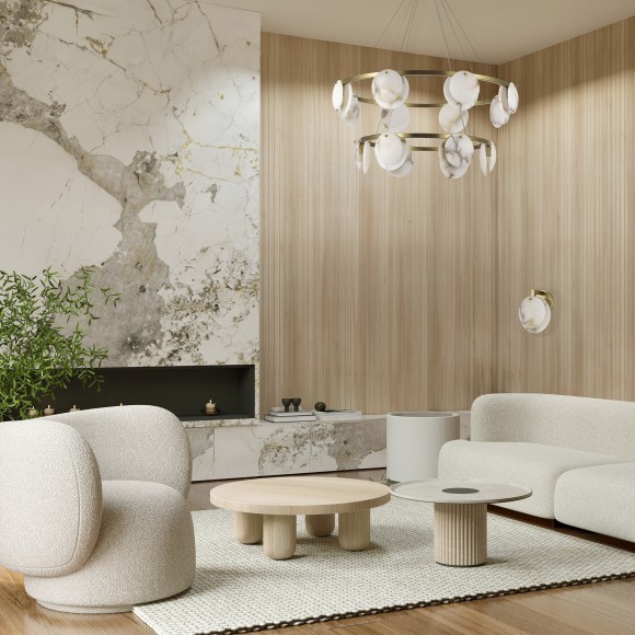 SL1520.303.08 Светильник подвесной ST-Luce Латунь/Алебастр G9 8*5W 4000K CLAM