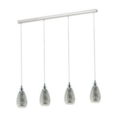 39504 EGLO SIRACUSA Люстра потолочная с 4 лампами E27, 240Вт, стеклянные плафоны, хромированный металл, L1300, W55 39504 EGLO SIRACUSA Люстра потолочная с 4 лампами E27, 240Вт, стеклянные плафоны, хромированный металл, L1300, W55