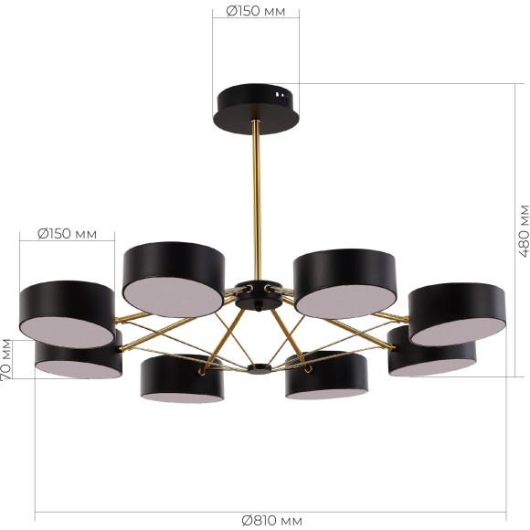 SLE6005-402-08 Светильник потолочный Черный, Золотистый/Черный LED 8*10W VALLE