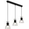 Freya Topi FR5503PL-03B Линейный подвесной светильник в стиле лофт, сменные лампы 3xE27 до 40 Вт (нет в комплекте), 220В, основание черный металл и прозрачные стеклянные плафоны, высота 1220 мм, длина 655 мм, ширина 135 мм