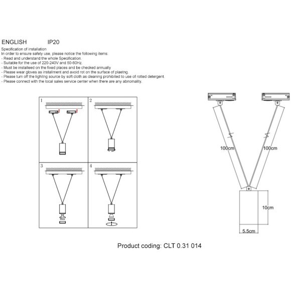 Однофазный двужильный трековый светильник Crystallux CLT 0.31 014 BS под сменную лампу GU10