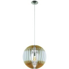 32849 Подвес OLMERO 1, 1x60W(E27), Ø400, сталь, никель мат, дерево, телесный, белый