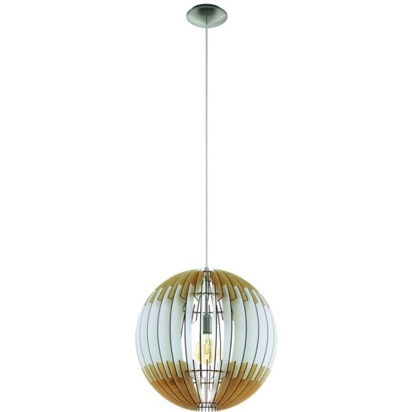 32849 Подвес OLMERO 1, 1x60W(E27), Ø400, сталь, никель мат, дерево, телесный, белый