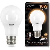 102502110 Лампа Gauss LED A60 10W E27 880lm  3000K 1/10/50