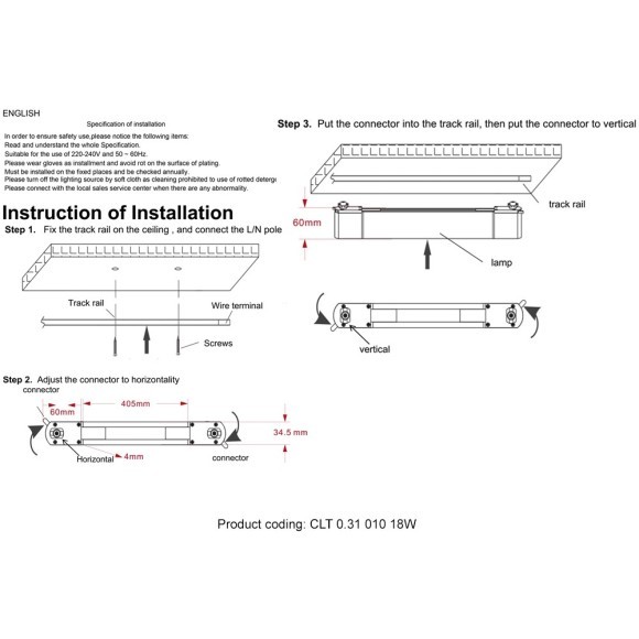 Однофазный двужильный светодиодный трековый светильник Crystallux CLT 0.31 010 18W BL T4000K 4000К 1440Лм CRI80+ 24° 18Вт