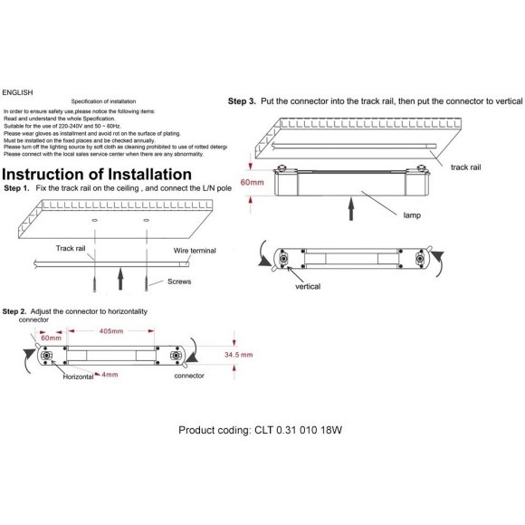 Однофазный двужильный светодиодный трековый светильник Crystallux CLT 0.31 010 18W BL T4000K 4000К 1440Лм CRI80+ 24° 18Вт