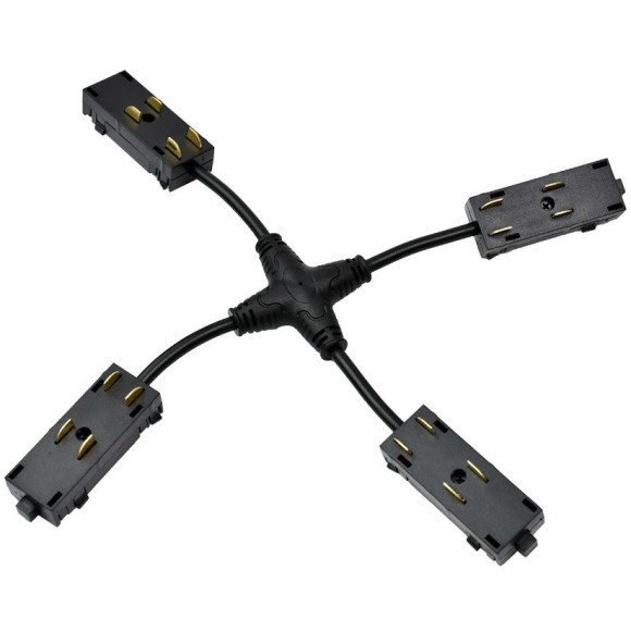 Соединитель питания X-образный Smart 220V Denkirs TR2116-BK