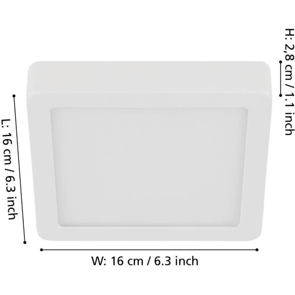 900589 Накладной светильник диммируемый FUEVA 5, 11W (LED), 3000K, L160, B160, H28, сталь, белый / пластик, белый