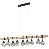 44077 Подвес TOWNSHEND 5, 9х60W(E27), L1500, B200, H1100, сталь, дерево, черный, коричневый