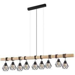 44077 Подвес TOWNSHEND 5, 9х60W(E27), L1500, B200, H1100, сталь, дерево, черный, коричневый