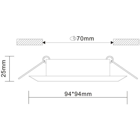 ST204.508.01 Св-к встр. Белый GU10 1*50W  L94xW94xH25 220V Без ламп Встраиваемые светильники