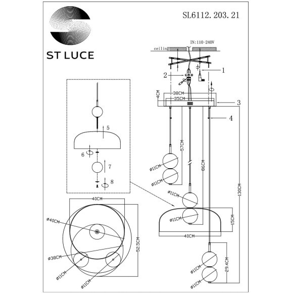 SL6112.203.21 Светильник подвесной ST-Luce Золотистый/Молочно-Белый,Прозрачно-Дымчатый LED 1*21W ODE