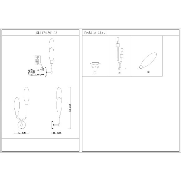 SL1174.301.02 Бра ST-Luce Латунь/Коньячный G9 2*5W DESIMA
