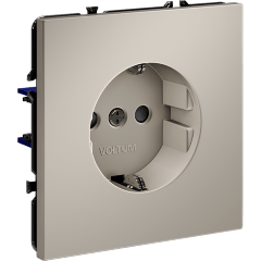 Розетка встраиваемая VOLTUM S70 с заземлением и защитными шторками, 16А, (кашемир)