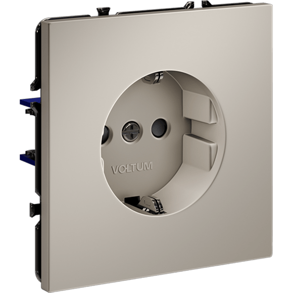 Розетка встраиваемая VOLTUM S70 с заземлением и защитными шторками, 16А, (кашемир)