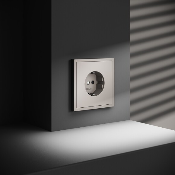Розетка встраиваемая VOLTUM S70 с заземлением и защитными шторками, 16А, (кашемир)