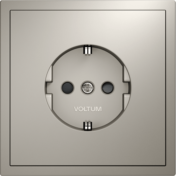 Розетка встраиваемая VOLTUM S70 с заземлением и защитными шторками, 16А, (кашемир)