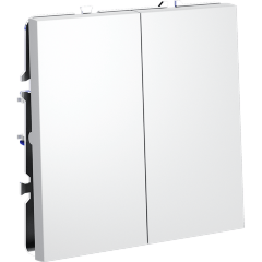 Выключатель с самовозвратом встраиваемый VOLTUM S70 двухклавишный 10А, (белый матовый)