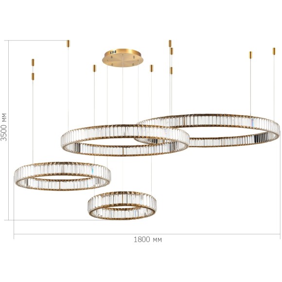 SL1622.303.04 Люстра подвесная ST-Luce Латунь/Прозрачный LED 1*190W 4000K TIVOLI