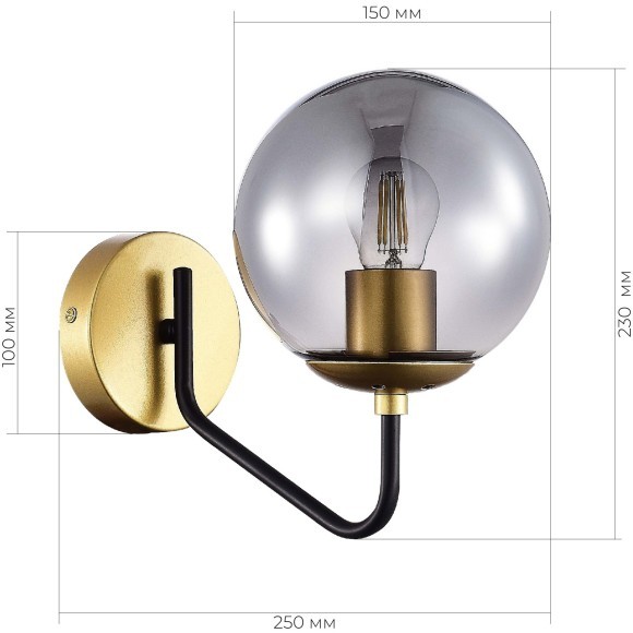 SLE1097-301-01 Светильник настенный Матовое золото/Дымчатый E27 1*60W SCORZE