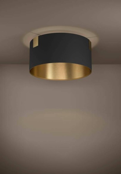 39963 EGLO TORTOLA 1 Потолочный светильник с одной лампой E27, 40Вт, металл, тканевый абажур, латунь