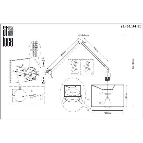SL460.101.01 Бра ST-Luce Хром/Белый E27 1*60W (из 2-х коробок) MARCIA