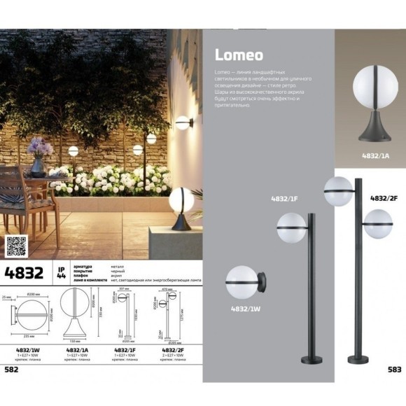 Уличный наземный светильник Odeon Light 4832/1A LOMEO IP44 под лампу 1xE27 1*10W