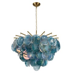 10492/800 Blue Loft It LOLLY Подвесная люстра с синими стеклянными плафонами, 10 ламп E14, бронзовое металлическое основание, Ø800 мм