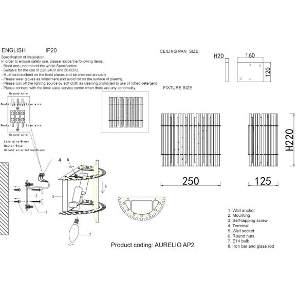 Бра Crystal Lux AURELIO AP2 GOLD+CHROME/TRANSPARENT