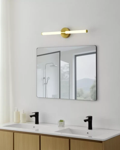 Подсветка для зеркала EGLO RAMOLA 901855, встроенный LED 11Вт, 3000 / 4000 / 6500К, CRI 80, 1200Лм, подключение 220В, IP44, корпус шлифованная латунь, длина 600 мм