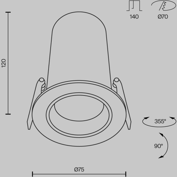 Встраиваемый светильник FOCUS LED 4000K 12Вт 60° DL125-L12-4K-W