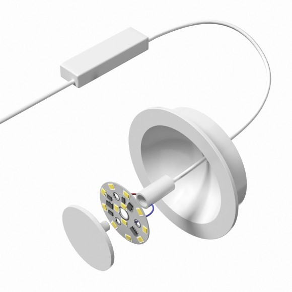 DK2700-WH Встраиваемый светодиодный светильник, 7Вт, 3000К, 240Лм, CRI80, белый алюминий + акрил