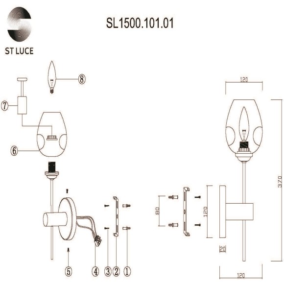 SL1500.101.01 Светильник настенный ST-Luce Хром/Дымчатый E14 1*40W FOVIA